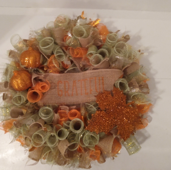 Fall Themed Wreath "Grateful" - Picture 1 of 11